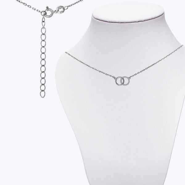 Кольє срібне з фіанітами, родоване  754/1