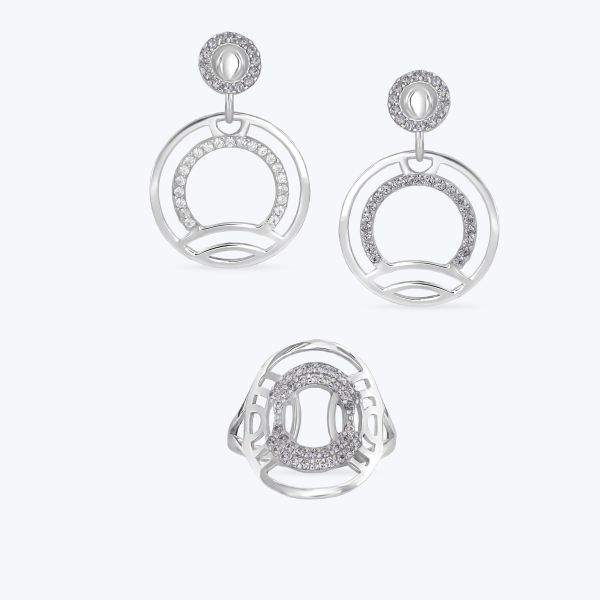 Комплект срібний родований з фіанітами 775