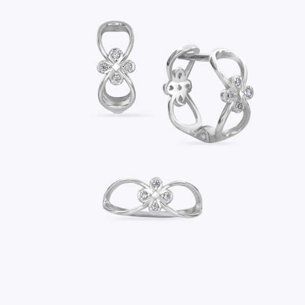 Комплект срібний родований з фіанітами 778