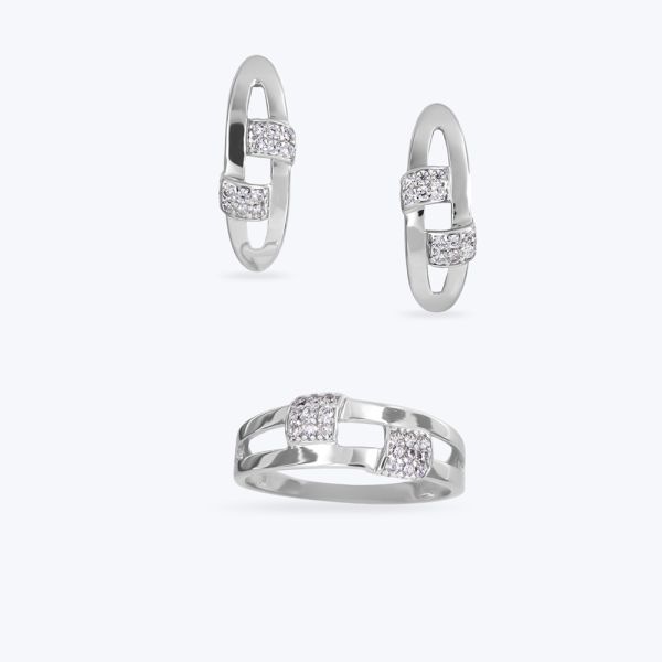 Комплект срібний родований з фіанітами 785