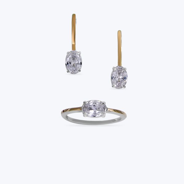 Комплект срібний з золотою накладкою та фіанітами 786