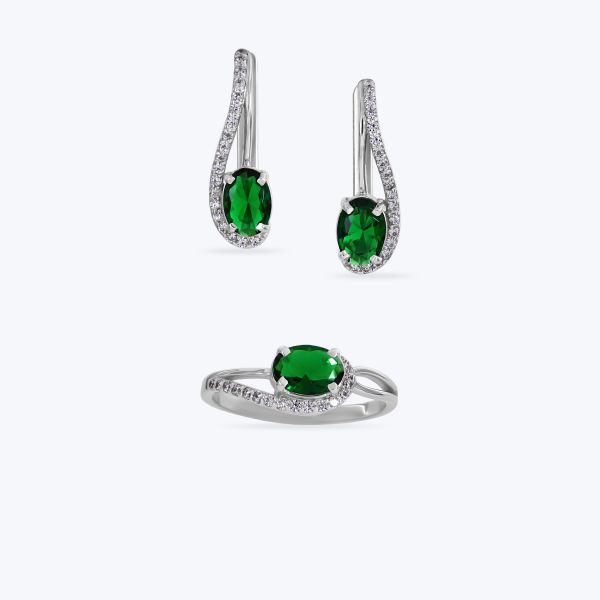 Комплект срібний родований з фіанітами  787