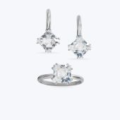 Комплект срібний родований з фіанітами 792