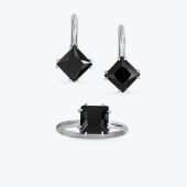 Комплект срібний родований з фіанітами 792