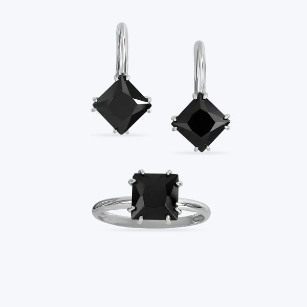 Комплект срібний родований з фіанітами 792