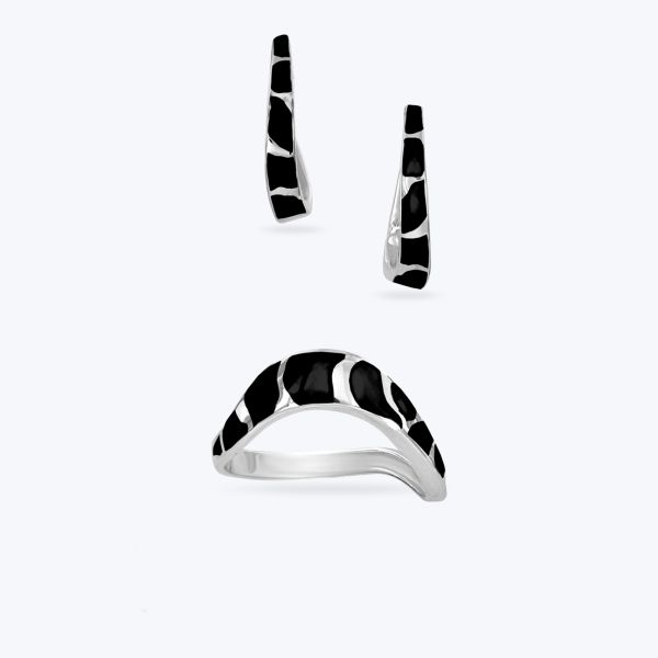 Комплект срібний родований з емаллю 803