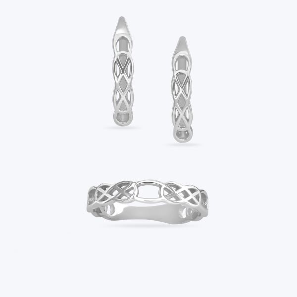 Комплект срібний родований з фіанітами 804