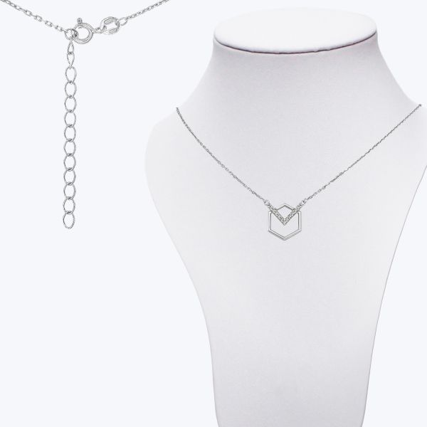 Кольє срібне родоване з фіанітами 807