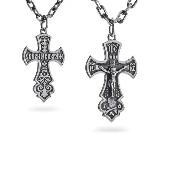 Срібний хрест чернений з роп'яттям 905