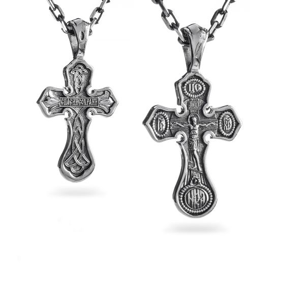 Срібний хрест чернений з роп'яттям 919