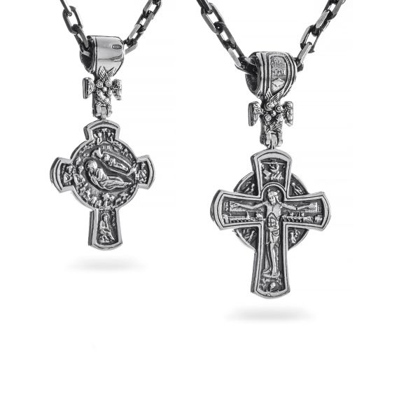 Срібний хрест чернений з роп'яттям 929