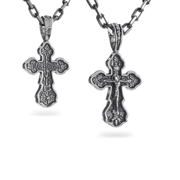 Срібний хрест чернений з роп'яттям 956