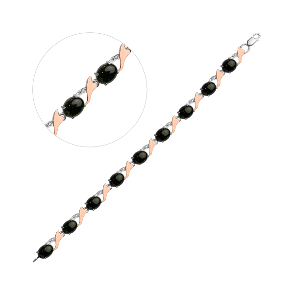 Срібний браслет з золотою накладкою та фіанітами 484/9