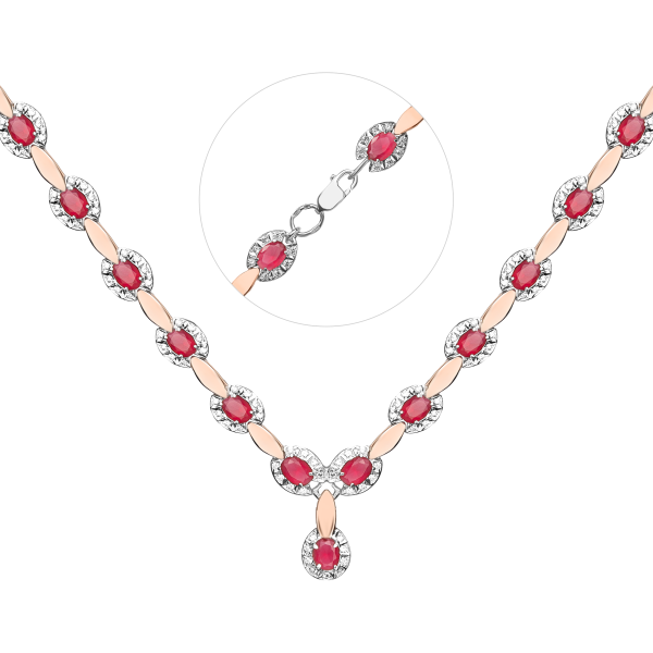 Срібне кольє з золотою накладкою та фіанітами 197/27