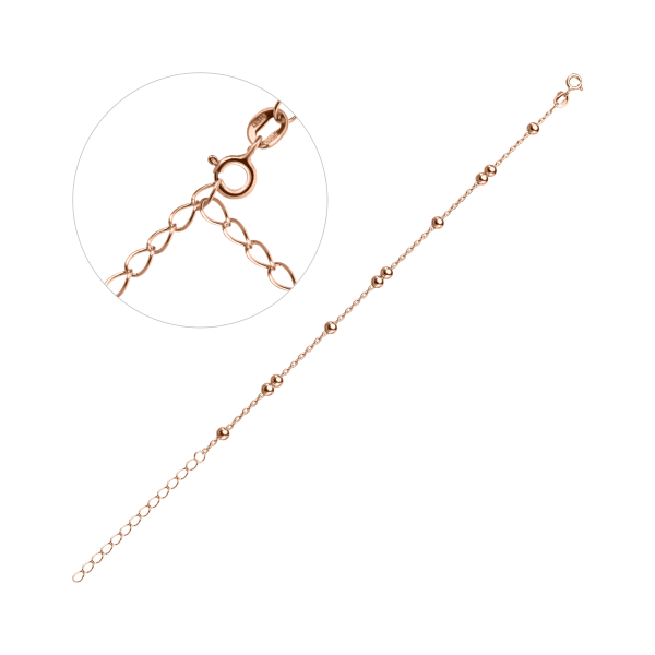 Срібний браслет позолочений з кульками на ланцюжку Колос Кіш5-40
