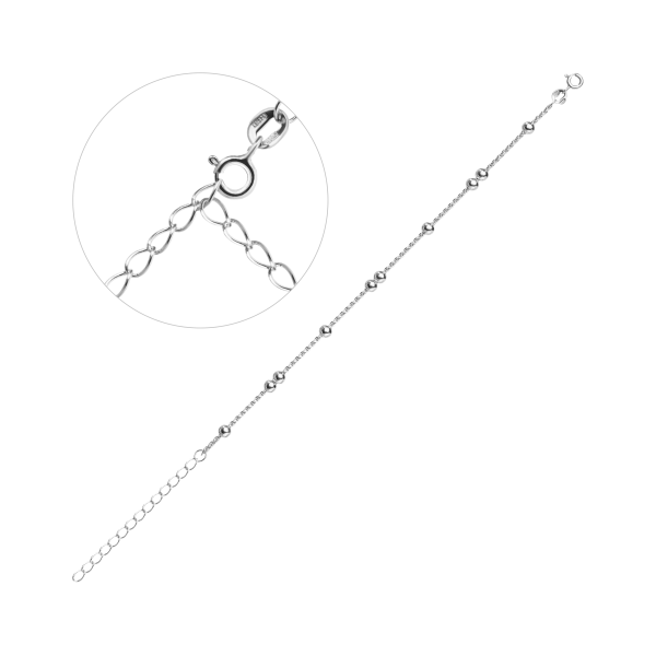 Срібний браслет з кульками на ланцюжку Колос родований Кіш5-40