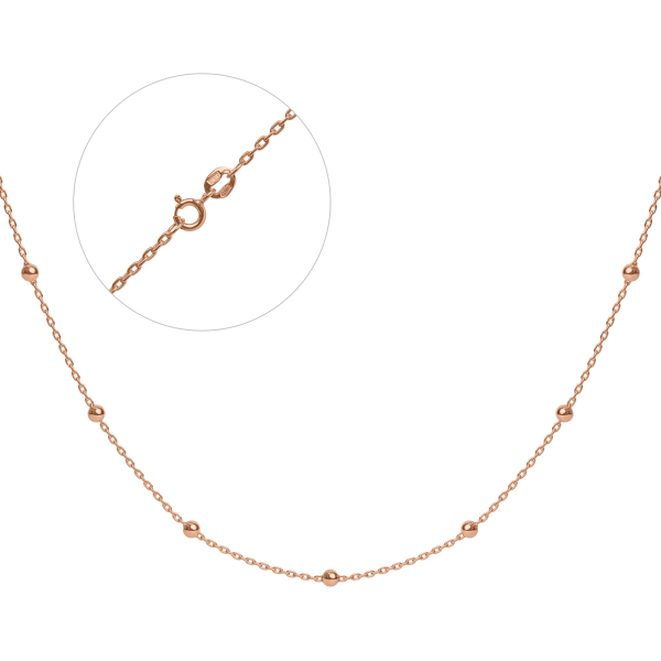 Cрібний ланцюг з кульками АкШ2-50 в позолоті на ланцюжку Анкер