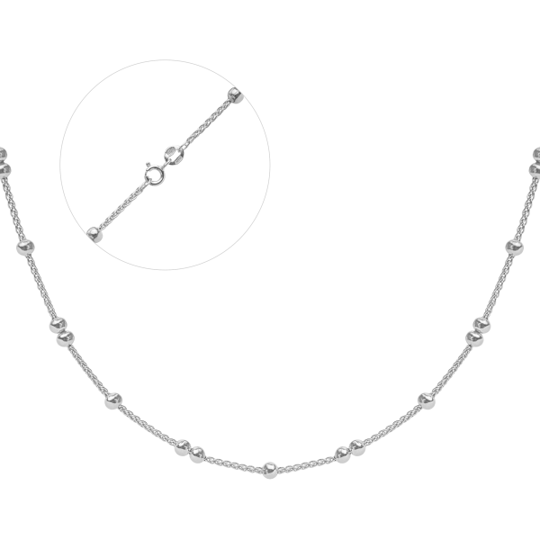 Срібний ланцюг з кульками КіШ5-40 родований на ланцюжку Колос