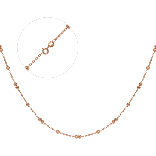 Cрібний ланцюг з кульками АкШ5-50 в позолоті на ланцюжку Анкер