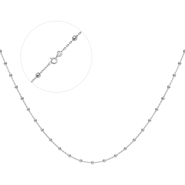 Срібний ланцюг з кульками родований АкШ1-50 на ланцюжку Анкер
