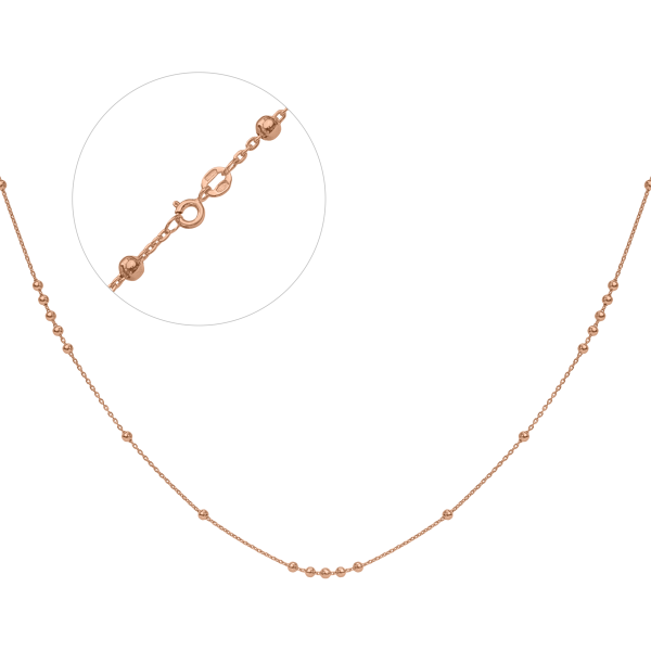 Cрібний ланцюг з кульками АкШ3-50 в позолоті на ланцюжку Анкер