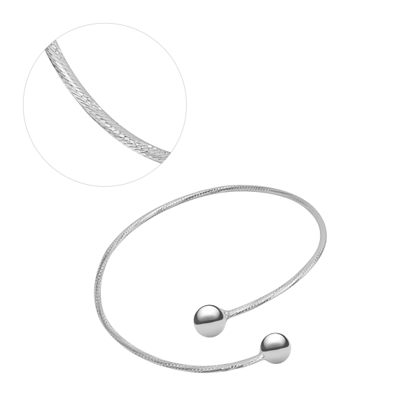 Срібний жорсткий браслет в алмазній обробці родований Зр6-180