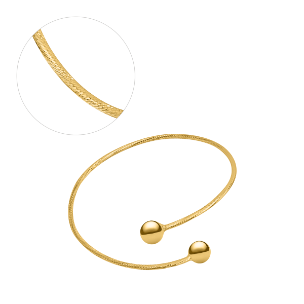 Срібний жорсткий браслет в алмазній обробці в жовтій позолоті Зр6-180