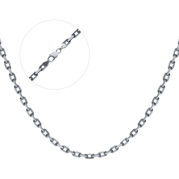 Срібний ланцюг чорнений "Якір алмазний" Ач-200