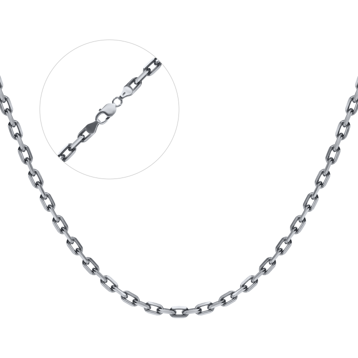 Срібний ланцюг чорнений "Якір алмазний" Ач-200