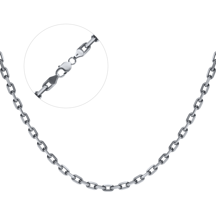 Срібний ланцюг чорнений "Якір алмазний" Ач-250