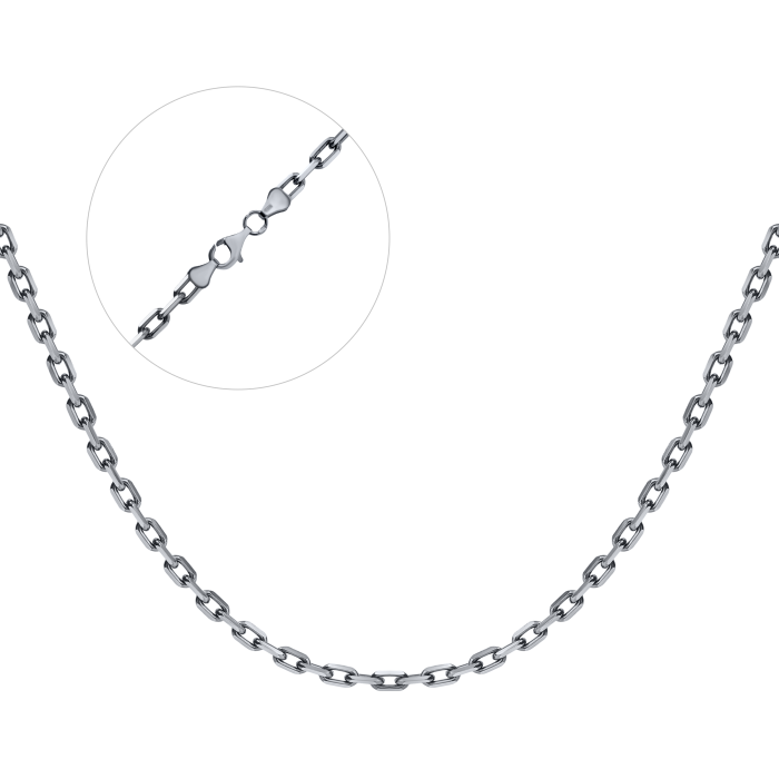 Срібний ланцюг чорнений "Якір алмазний" Ач-160