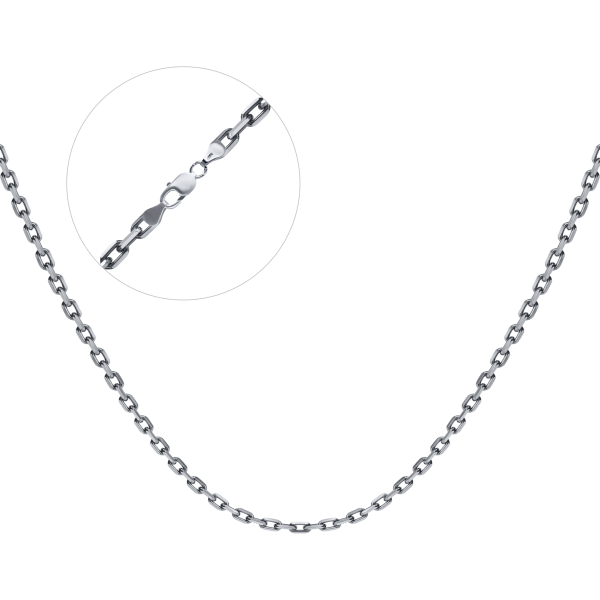 Срібний ланцюг чорнений "Якір алмазний" Ач-100