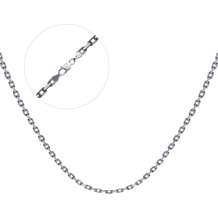 Срібний ланцюг чорнений "Якір алмазний" Ач-100