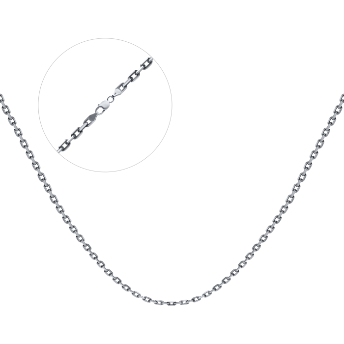 Срібний ланцюг чорнений "Якір алмазний" Ач-70