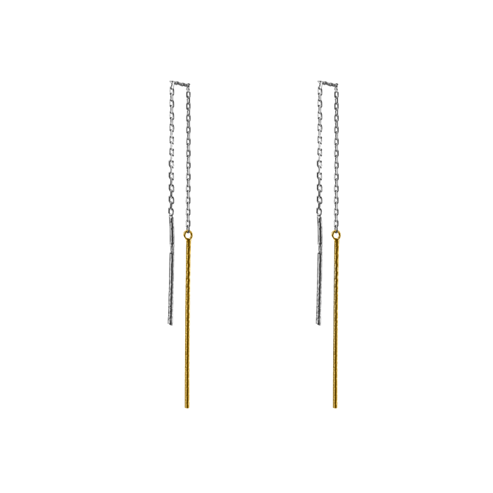 Срібні сережки протяжки родовані та з позолотою 1042