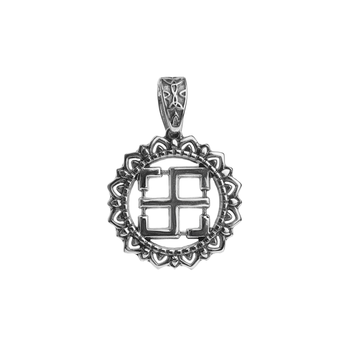 Срібний кулон з орнаментом оберіг та амулет чорнений 988