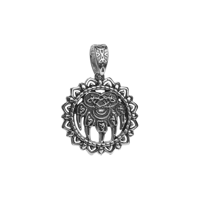 Підвіска срібна печатка Велеса ведмежа лапа кругла слов'янська етніка 1024