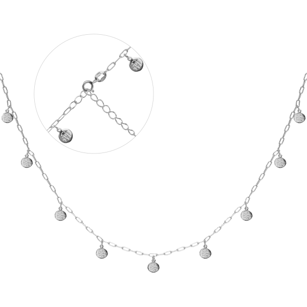 Срібне кольє "Монетки" родоване з подовжувачем 1029/13
