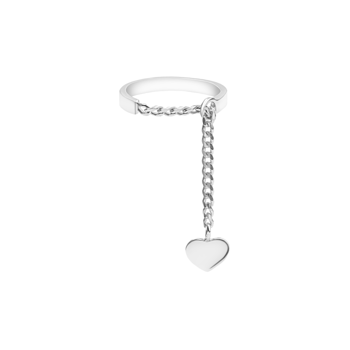 Срібна каблучка родована з сердечком на ланцюжку 1039