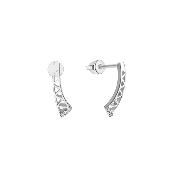 Срібні сережки родовані з фіанітами вкруточки 813