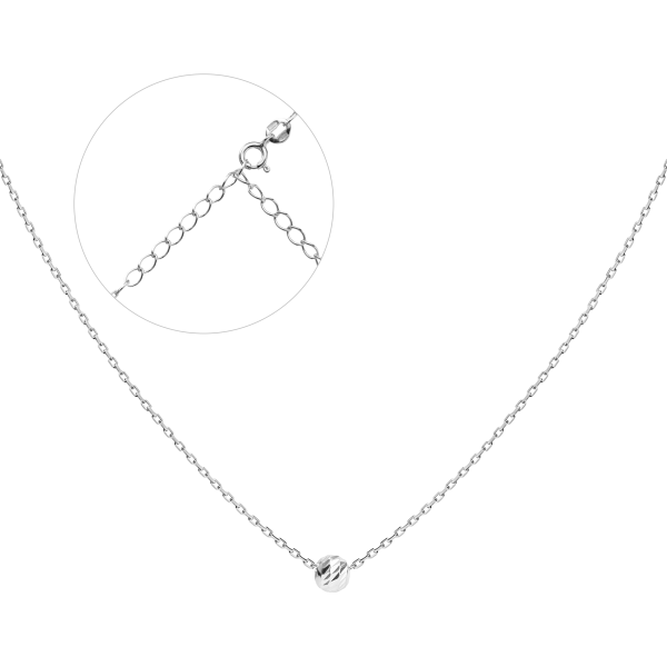Срібне кольє родоване з кулькою А-40 кол