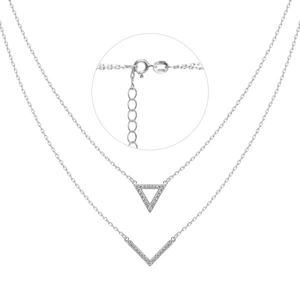 Кольє срібне родоване з фіанітами подвійне 661/2