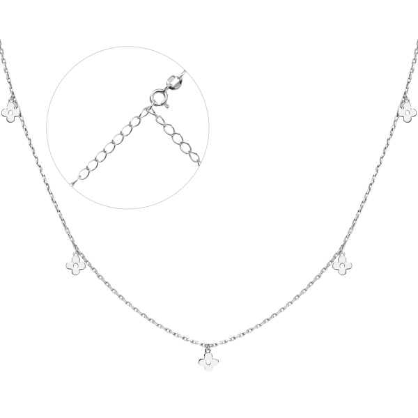 Кольє срібне в родоване "Квіточки" 843/5