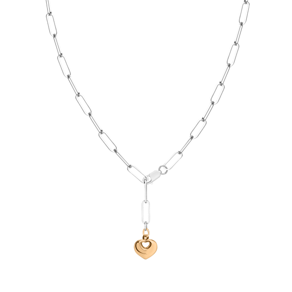 Срібне кольє родоване з сердечком в позолоті 454/1