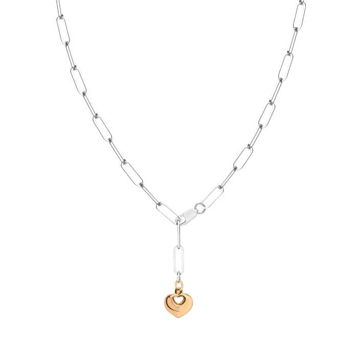 Срібне кольє родоване з сердечком в позолоті 454/1