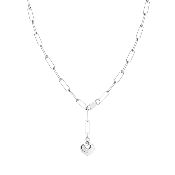 Срібне кольє родоване з сердечком родованим 454/1