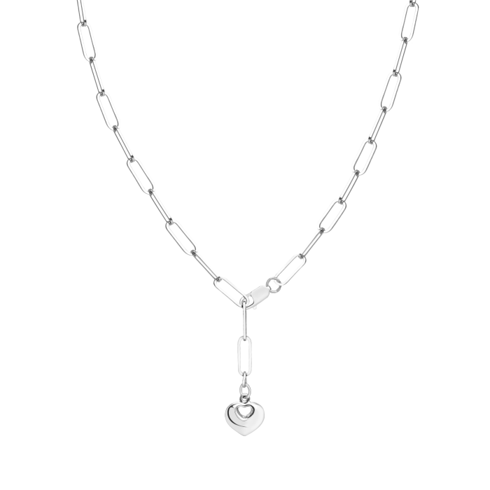 Срібне кольє родоване з сердечком родованим 454/1