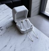 Срібні сережки протяжки родовані з фіанітами "Сердечки"  1032 Срібні сережки протяжки родовані з фіанітами "Сердечки"  1032