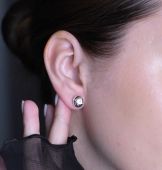 Срібні сережки з золотою накладкою та фіанітом 546 - фото 3
