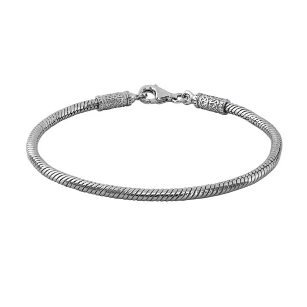 Срібний браслет "Снейк"  ЗП-280 родований
